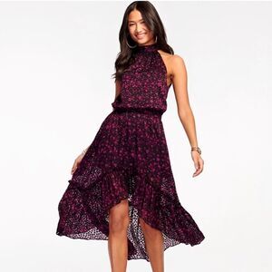 NEW Ramy Brook Eva Halterneck Midi Dress in Plumberry Size XS